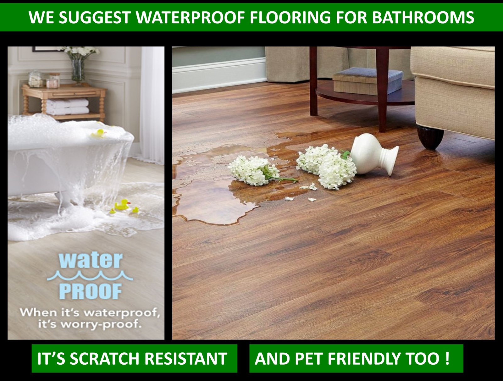 Waterproof flooring installation